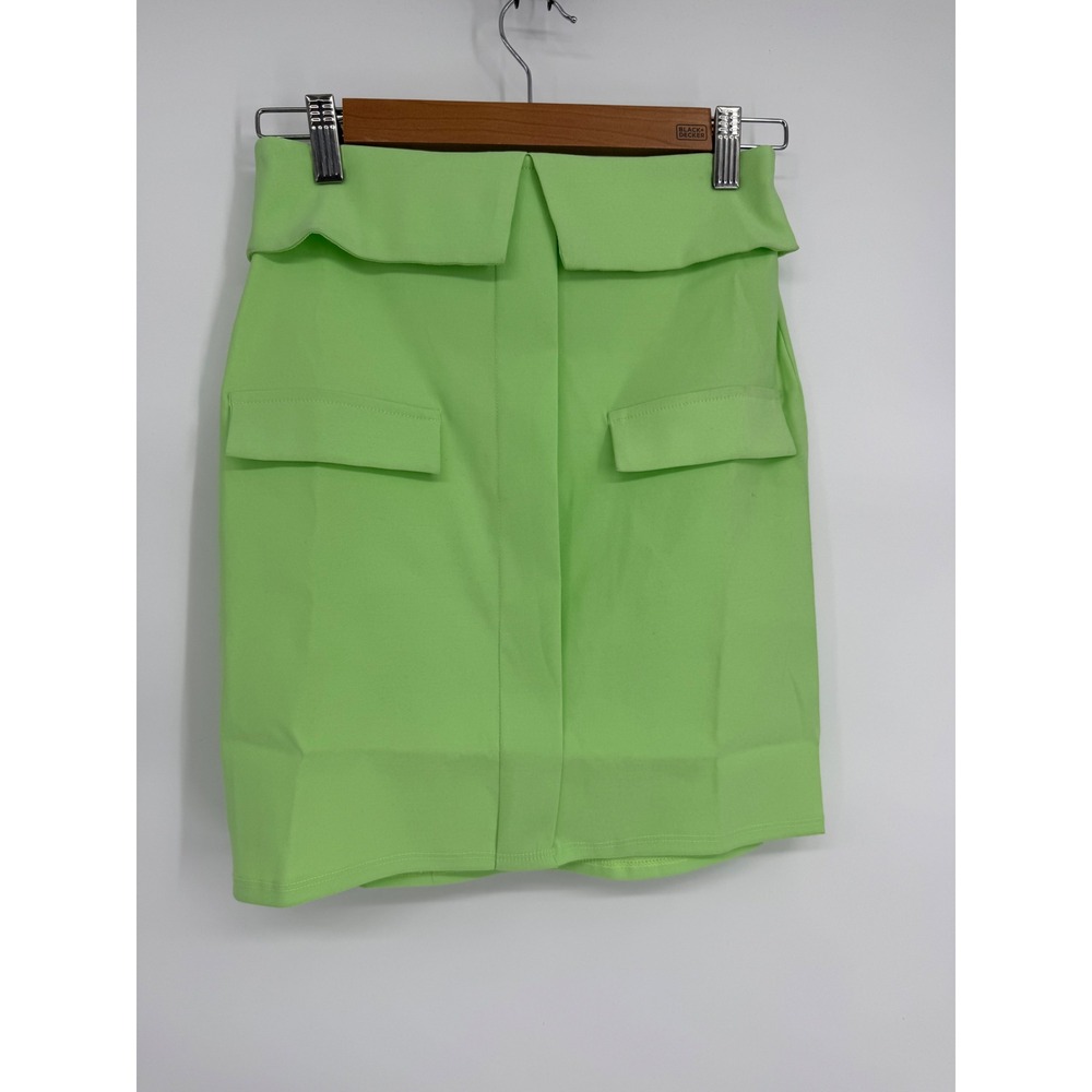 ASOS DESIGN Lime Green Fold Over Waistband Utility Mini Skirt US Sz 4